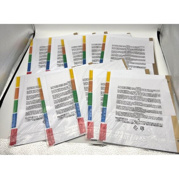 5-Tab Binder Dividers with tags, Insertable Multicolor Big Tabs, 10 Set Lot New - Picture 1 of 3